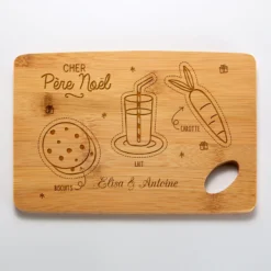 Outlet HappyBulle Planche à découper Noël personnalisée bambou gravé 20x15 cm - édition spéciale "Goûter du Père Noël"