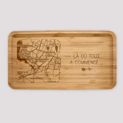 Outlet HappyBulle Plateau "Géo map" personnalisé bois gravé 35x20 cm