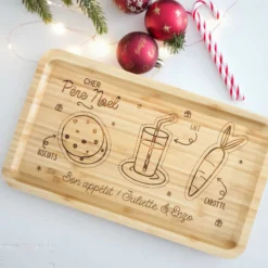 HappyBulle Plateau Noël personnalisé bois gravé 35x20 cm - édition spéciale "Goûter du Père Noël"