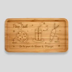 HappyBulle Plateau Noël personnalisé bois gravé 35x20 cm - édition spéciale 