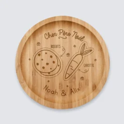 Best HappyBulle Plateau rond Noël personnalisé bois gravé 20x20 cm - édition spéciale "Goûter du Père Noël"