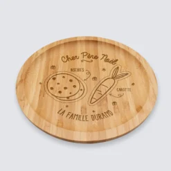Best HappyBulle Plateau rond Noël personnalisé bois gravé 20x20 cm - édition spéciale "Goûter du Père Noël"