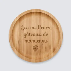 Discount HappyBulle Plateau rond personnalisé bois gravé 20x20 cm