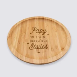 Discount HappyBulle Plateau rond personnalisé bois gravé 20x20 cm