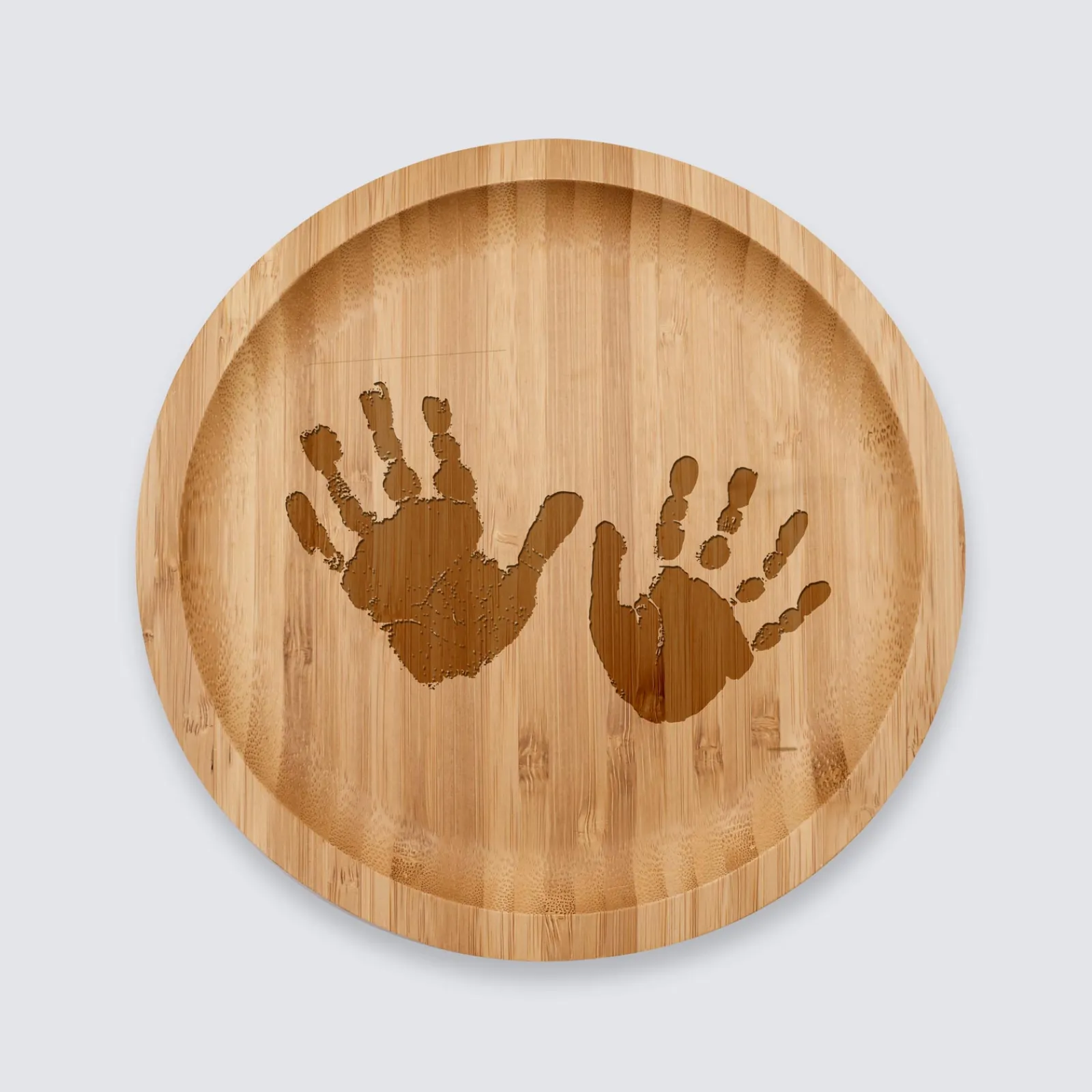 Sale HappyBulle Plateau rond personnalisé bois gravé 20x20 cm - Nos petits imparfaits