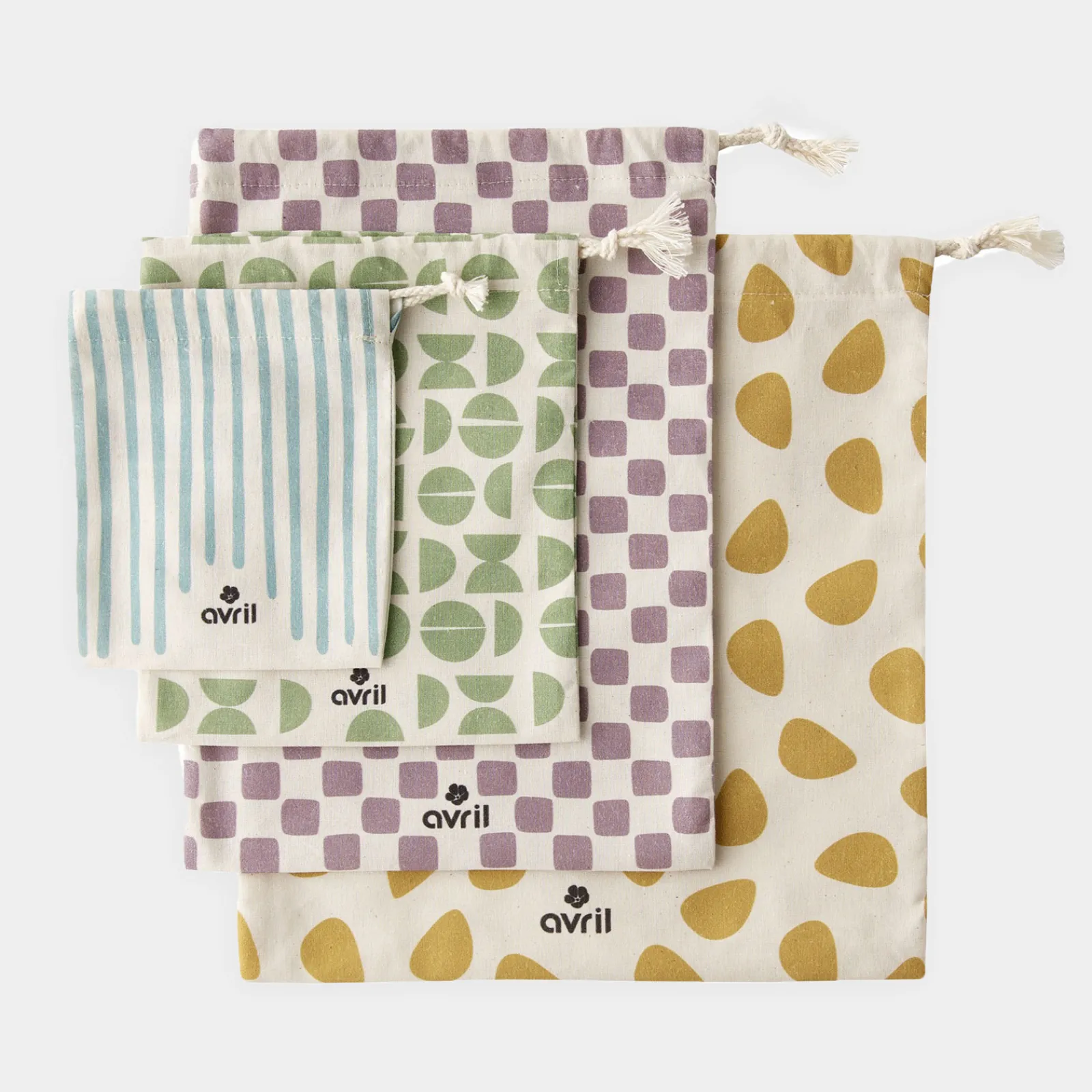 Hot HappyBulle Pochon damier violet coton bio 16x23cm - Avril