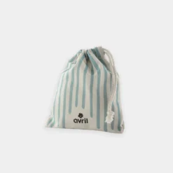 Best HappyBulle Pochon rayures bleu coton bio 12x15cm - Avril
