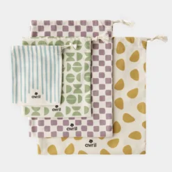 Best HappyBulle Pochon rayures bleu coton bio 12x15cm - Avril