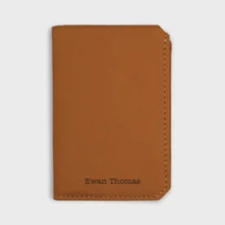New HappyBulle Porte-carte personnalisé double volets cuir couleur 6,8x9,8cm Caramel