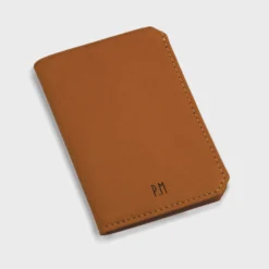 New HappyBulle Porte-carte personnalisé double volets cuir couleur 6,8x9,8cm Caramel