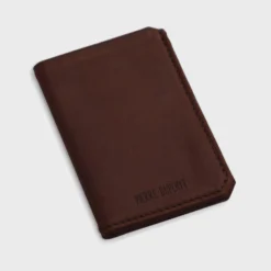 New HappyBulle Porte-carte personnalisé double volets cuir couleur 6,8 x 9,8 cm Cognac