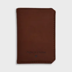 HappyBulle Porte-carte personnalisé double volets cuir couleur 6,8x9,8cm Fauve