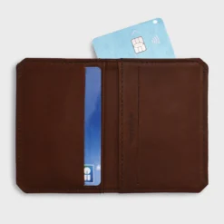 HappyBulle Porte-carte personnalisé double volets cuir couleur 6,8x9,8cm Fauve