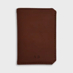 HappyBulle Porte-carte personnalisé double volets cuir couleur 6,8x9,8cm Fauve