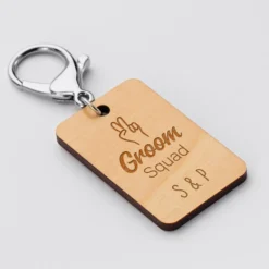 Outlet HappyBulle Porte clé EVG personnalisé gravé bois médaille rectangle 55x35 mm