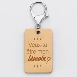 Outlet HappyBulle Porte clé EVG personnalisé gravé bois médaille rectangle 55x35 mm