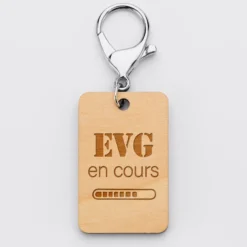 Outlet HappyBulle Porte clé EVG personnalisé gravé bois médaille rectangle 55x35 mm