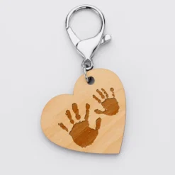 Clearance HappyBulle Porte clé personnalisé gravé bois médaille coeur 50x45 mm