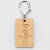 Online HappyBulle Porte clé personnalisé gravé bois médaille rectangle 55x35 mm