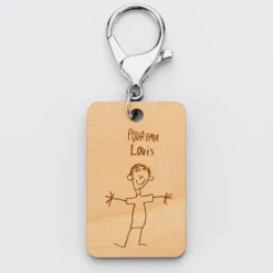 Online HappyBulle Porte clé personnalisé gravé bois médaille rectangle 55x35 mm