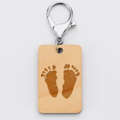 Online HappyBulle Porte clé personnalisé gravé bois médaille rectangle 55x35 mm