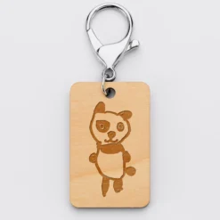 Online HappyBulle Porte clé personnalisé gravé bois médaille rectangle 55x35 mm