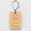 Sale HappyBulle Porte clé personnalisé gravé bois médaille rectangle 55x35 mm - x Barbapapa