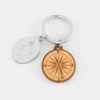 Clearance HappyBulle Porte clé personnalisé médaille gravée ovale acier et breloque bois boussole