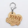 Clearance HappyBulle Porte-clés gravé bois médaille coeur 47x50 mm - édition spéciale "maman d'amour"