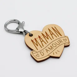 Clearance HappyBulle Porte-clés gravé bois médaille coeur 47x50 mm - édition spéciale 