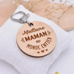 Clearance HappyBulle Porte-clés gravé bois médaille ronde 50 mm - Edition spéciale 