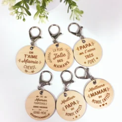 Best HappyBulle Porte-clés gravé bois médaille ronde 50 mm - Edition spéciale 