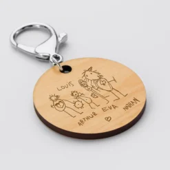 New HappyBulle Porte-clés gravé bois médaille ronde 50 mm - Edition spéciale "Super Parrain"