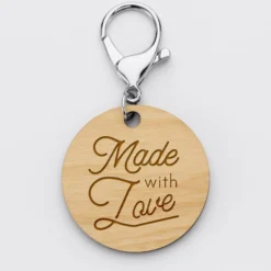 New HappyBulle Porte-clés gravé bois médaille ronde 50 mm - Edition spéciale 