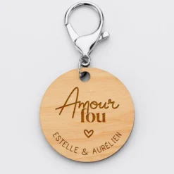 Hot HappyBulle Porte-clés personnalisé gravé bois médaille ronde 50 mm Mariée