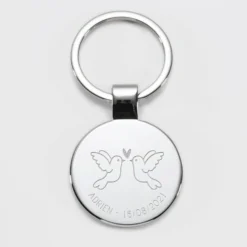 Online HappyBulle Porte-clés Marié personnalisé gravé acier rond 37 mm