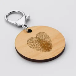 New HappyBulle Porte-clés personnalisé gravé bois médaille ronde 50 mm Marié