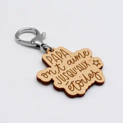 Sale HappyBulle Porte-clés papa gravé bois médaille 50x45 mm - Edition spéciale 