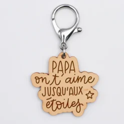 Sale HappyBulle Porte-clés papa gravé bois médaille 50x45 mm - Edition spéciale 