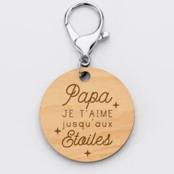 Discount HappyBulle Porte-clés papa gravé bois médaille ronde 50 mm