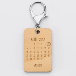 Outlet HappyBulle Porte-clés personnalisé calendrier médaille gravée bois