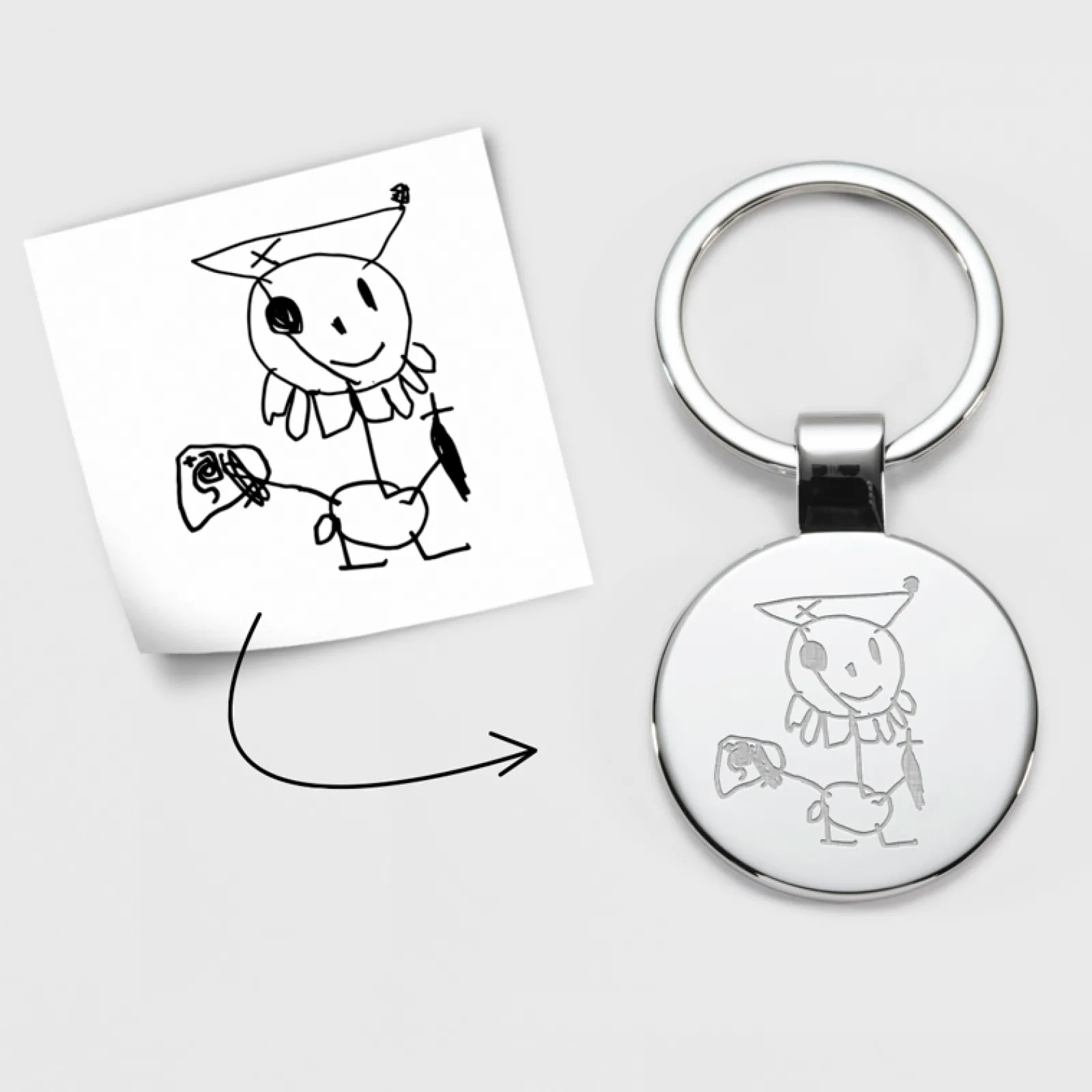 Sale HappyBulle Porte-clés personnalisé gravé acier rond 37 mm Ronde