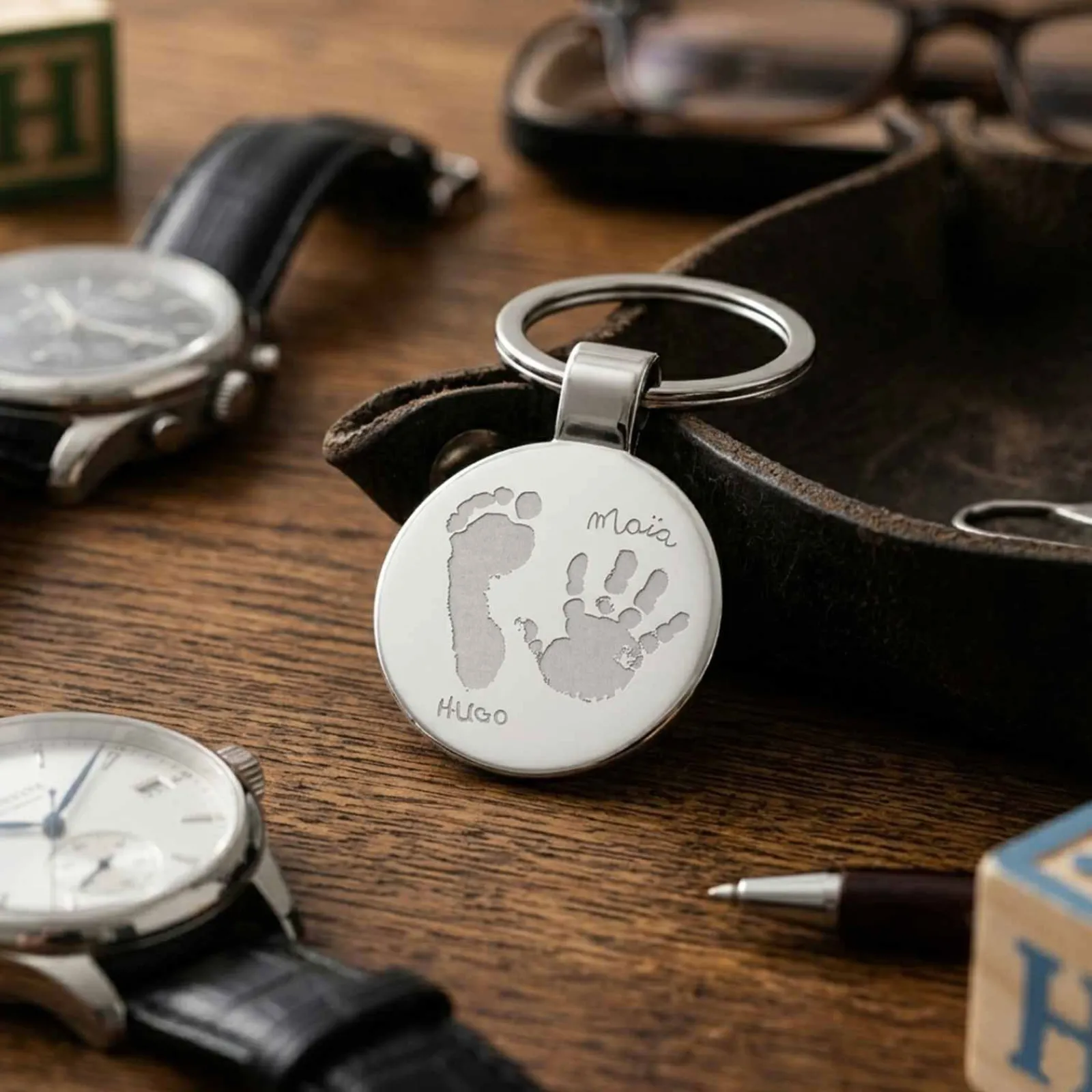 Sale HappyBulle Porte-clés personnalisé gravé acier rond 37 mm Ronde