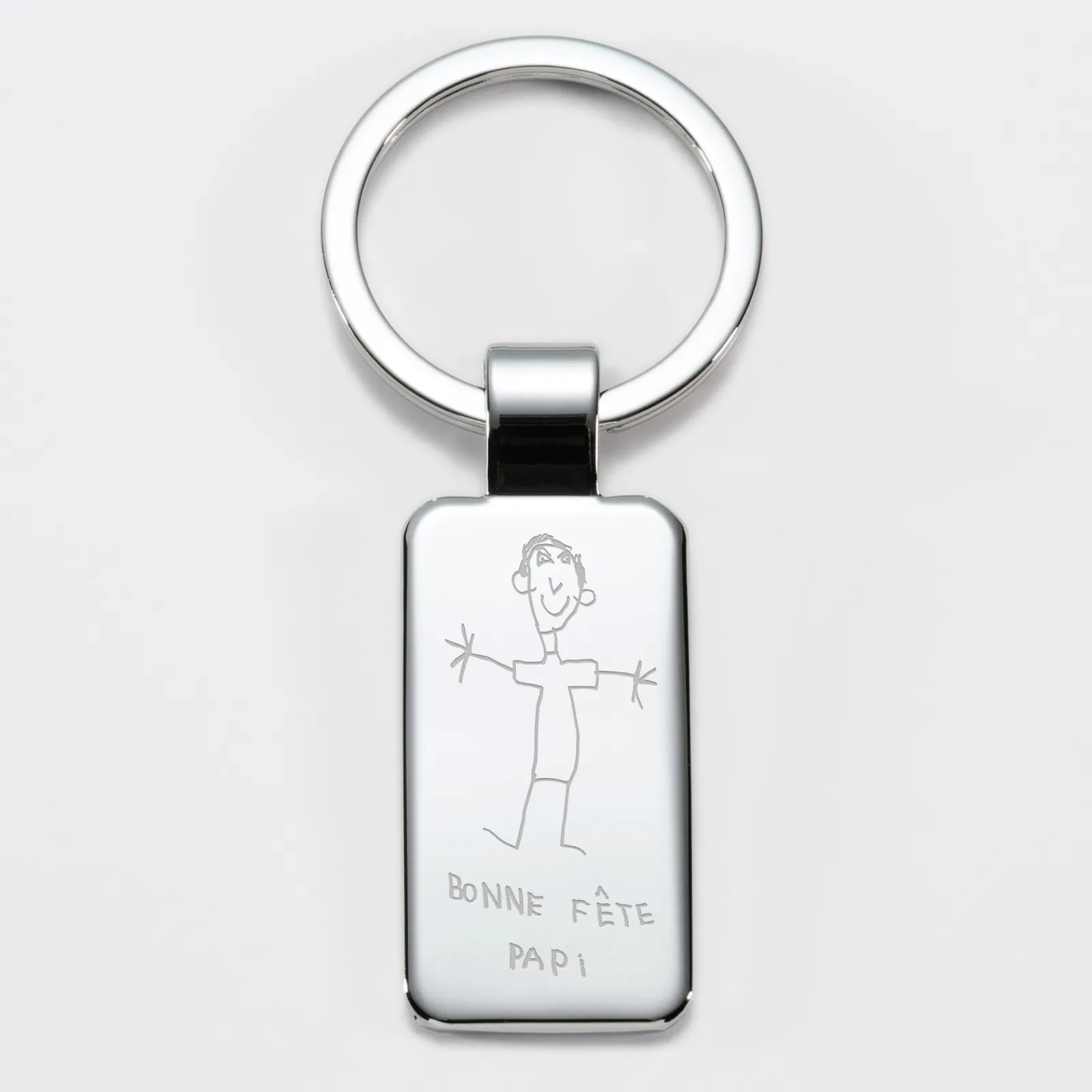 Sale HappyBulle Porte-clés personnalisé gravé acier 41x22 mm Rectangle