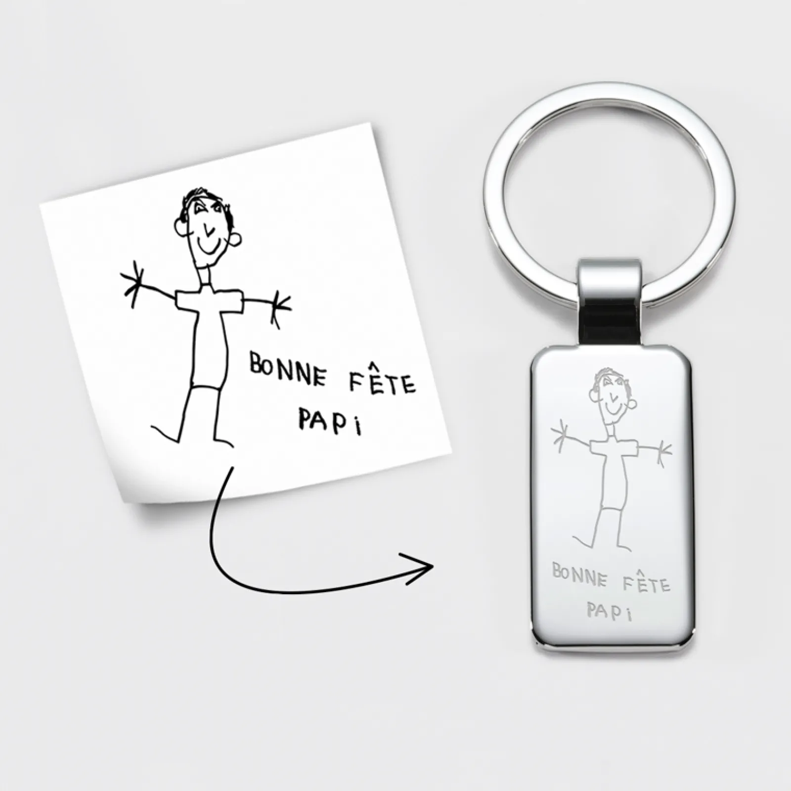 Sale HappyBulle Porte-clés personnalisé gravé acier 41x22 mm Rectangle