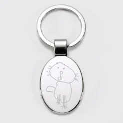 HappyBulle Porte-clés personnalisé gravé acier 30x41 mm Ovale