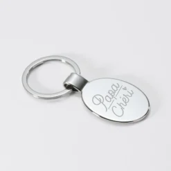 HappyBulle Porte-clés personnalisé gravé acier 30x41 mm Ovale