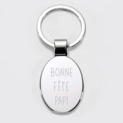 HappyBulle Porte-clés personnalisé gravé acier 30x41 mm Ovale