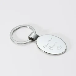 HappyBulle Porte-clés personnalisé gravé acier 30x41 mm Ovale