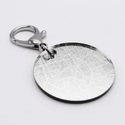 Sale HappyBulle Porte-clés personnalisé gravé acrylique argent médaille ronde 50 mm 